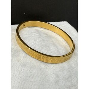 Roman Numeral Bangle Gold Tone Size 7"‎